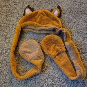 Cute Brown Animal Ear Hat with Mittens